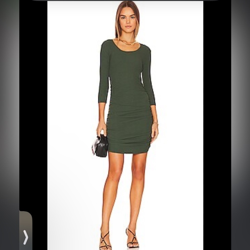New Bobi x Revolve 3/4 Sleeve Shirred Mini Dress Large